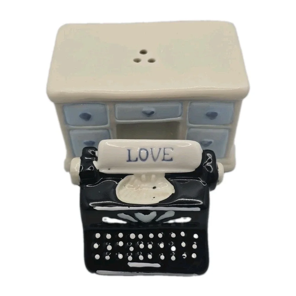 Cracker Barrel Salt & Pepper Set Typewriter & Desk Ceramic New U260